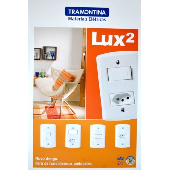 Conjunto Interruptor  simples + Tomada dupla 10a Tramontina Lux2 4x2